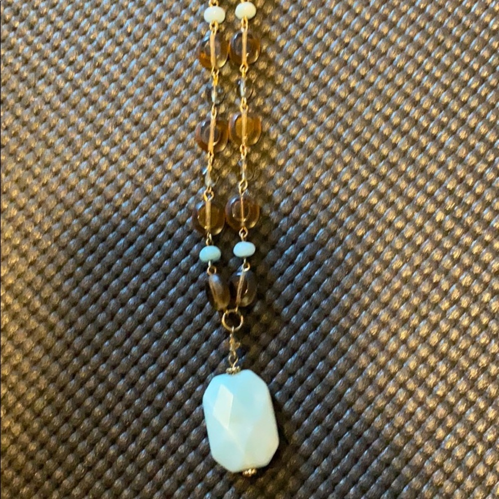 Light blue and brown beaded necklace